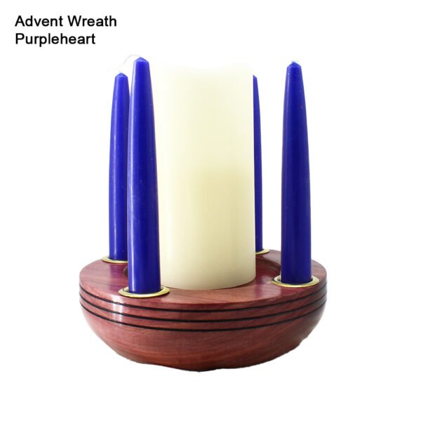 Advent, Candle Holder, Candlestick, Christmas, Decor, Hand-Turned, Handmade, Holiday, Jar Candle, One-of-a-kind, Pillar Candle, Purpleheart, Taper, Wood, Woodturning