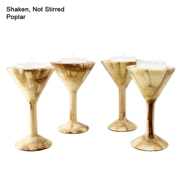 Candle Holder, Candlestick, Decor, Hand-Turned, Handmade, Light brown wood, Martini Glass, One-of-a-kind, Poplar, Tea Light, Votive, Wood, Woodturning