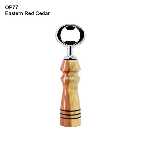Bottle Opener, Eastern Red Cedar, Chrome