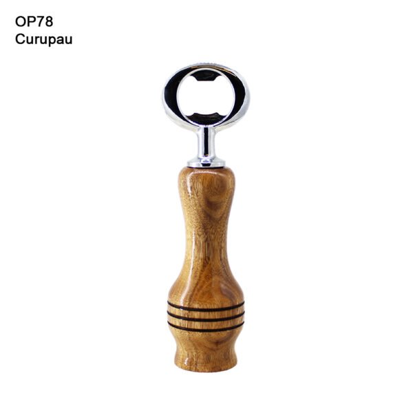 Bottle opener, curupau, Patagonian rosewood, chrome