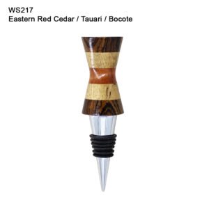 Wine Bottle Stopper in Eastern Red Cedar, Tauari, and Bocote (WS217)